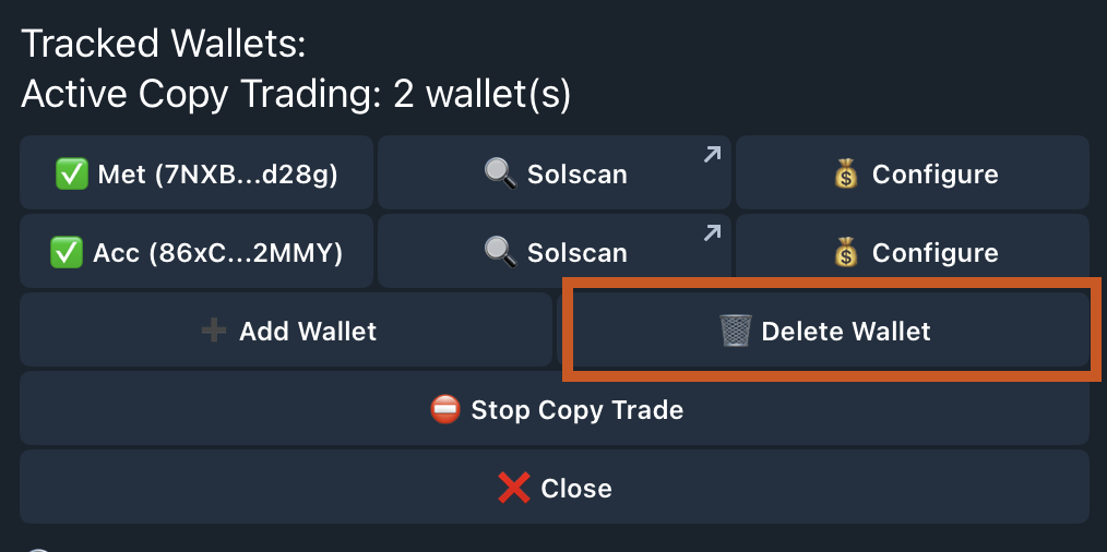 Delete Wallet
