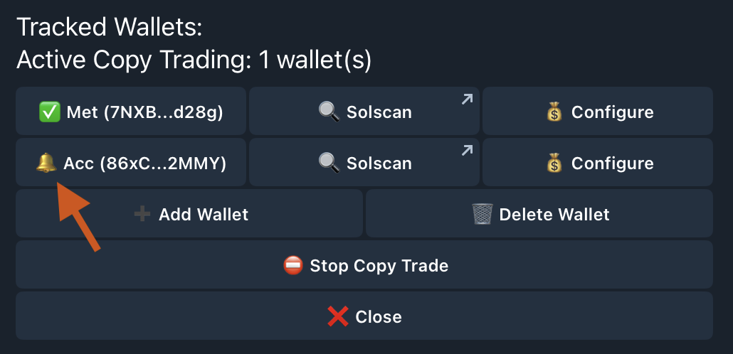 Stop Copy Trade button